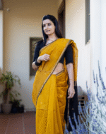 Mustard Yellow Premium Cotton Silk Saree With Classy Blouse and tassels - Image 6