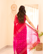 Pink Color Premium Cotton Silk Saree With Classy Blouse and tassels - Image 7
