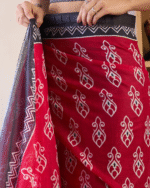 Red Color Mulmul Cotton 1 - Minute Ready to Wear Saree with Pocket and Blouse Piece - Image 4