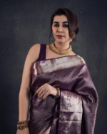 Dark Purple Color Now Available Soft Banarasi Silk Saree with Classy Bloue Piece - Image 3