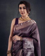 Dark Purple Color Now Available Soft Banarasi Silk Saree with Classy Bloue Piece - Image 4