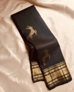 Black Color Curated Quality Pure Golden Zari Work Soft Banarasi Silk Saree with Classy Bloue Piece