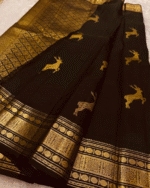 Black Color Curated Quality Pure Golden Zari Work Soft Banarasi Silk Saree with Classy Bloue Piece - Image 3