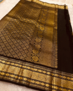 Black Color Curated Quality Pure Golden Zari Work Soft Banarasi Silk Saree with Classy Bloue Piece - Image 4