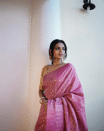Light Pink Color Hot Right Now Soft Banarasi Silk Saree with Classy Bloue Piece - Image 4