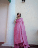 Light Pink Color Hot Right Now Soft Banarasi Silk Saree with Classy Bloue Piece - Image 10