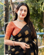 Black Color Just In Soft Banarasi Silk Saree with Classy Bloue Piece - Image 2
