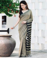Black And Grey Color Pro Collection Soft Banarasi Silk Saree with Classy Bloue Piece - Image 3