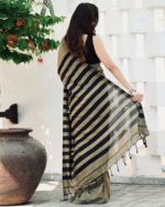 Black And Grey Color Pro Collection Soft Banarasi Silk Saree with Classy Bloue Piece - Image 4