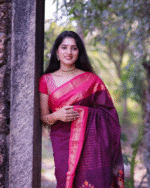 Purple Color Recently Added Soft Banarasi Silk Saree with Classy Bloue Piece - Image 2