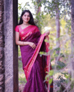 Purple Color Recently Added Soft Banarasi Silk Saree with Classy Bloue Piece - Image 3