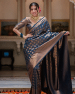 Blue Color Updated Edition Soft Banarasi Silk Saree with Classy Bloue Piece - Image 3