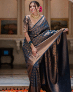 Blue Color Updated Edition Soft Banarasi Silk Saree with Classy Bloue Piece