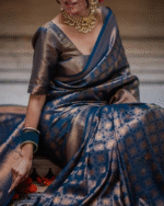 Blue Color Updated Edition Soft Banarasi Silk Saree with Classy Bloue Piece - Image 5