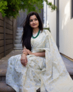 White Color New Release Soft Banarasi Silk Saree with Classy Bloue Piece - Image 3