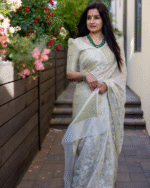 White Color New Release Soft Banarasi Silk Saree with Classy Bloue Piece