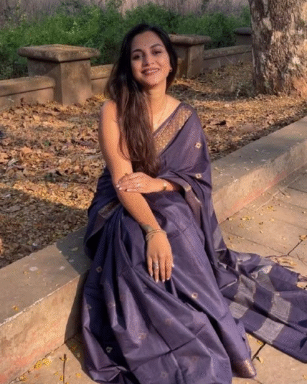 Purple Color Viral Pick Soft Banarasi Silk Saree with Classy Bloue Piece