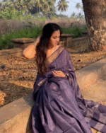 Purple Color Viral Pick Soft Banarasi Silk Saree with Classy Bloue Piece - Image 3