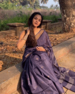 Purple Color Viral Pick Soft Banarasi Silk Saree with Classy Bloue Piece - Image 5