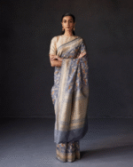 Cream And Grey Color Customer Favorite Soft Banarasi Silk Saree with Classy Bloue Piece