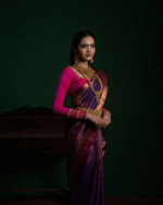 Purple Color New Drop Soft Banarasi Silk Saree with Classy Bloue Piece - Image 5