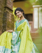 Parrot Green Color Luxury Edition Soft Banarasi Silk Saree with Classy Bloue Piece - Image 5