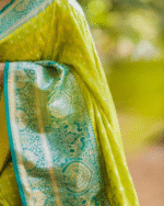Parrot Green Color Luxury Edition Soft Banarasi Silk Saree with Classy Bloue Piece - Image 9