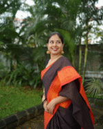 Brown And Orange Color Top Tier Soft Banarasi Silk Saree with Classy Bloue Piece - Image 3
