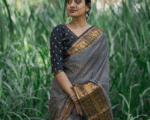 Grey And Black Color Pro Collection Soft Banarasi Silk Saree with Classy Bloue Piece - Image 2