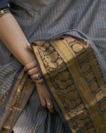 Grey And Black Color Pro Collection Soft Banarasi Silk Saree with Classy Bloue Piece - Image 6