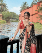 Black And Red Color Signature Line Soft Banarasi Silk Saree with Classy Bloue Piece - Image 2