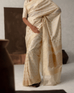 Cream Color Curated Quality Soft Banarasi Silk Saree with Classy Bloue Piece - Image 2