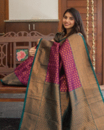 Purple Color Latest Drop Soft Banarasi Silk Saree with Classy Bloue Piece - Image 4