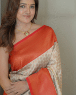Cream And Orange Color In Demand Soft Banarasi Silk Saree with Classy Bloue Piece - Image 5