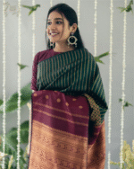 Green And Purple Color Going Fast Soft Banarasi Silk Saree with Classy Bloue Piece - Image 3