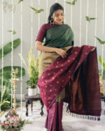 Green And Purple Color Going Fast Soft Banarasi Silk Saree with Classy Bloue Piece - Image 4