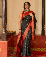 Black And Red Color New Drop Soft Banarasi Silk Saree with Classy Bloue Piece