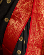 Black And Red Color New Drop Soft Banarasi Silk Saree with Classy Bloue Piece - Image 4