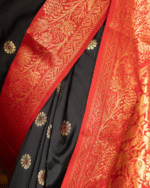 Black And Red Color New Drop Soft Banarasi Silk Saree with Classy Bloue Piece - Image 9
