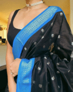 Black  Color Pro Collection Soft Banarasi Silk Saree with Classy Bloue Piece - Image 4