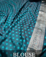 Bottle Blue Color Best Seller Soft Banarasi Silk Saree with Classy Bloue Piece - Image 6
