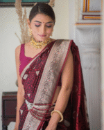 Maroon Color Going Fast Soft Banarasi Silk Saree with Classy Bloue Piece - Image 2