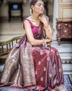 Maroon Color Going Fast Soft Banarasi Silk Saree with Classy Bloue Piece - Image 3