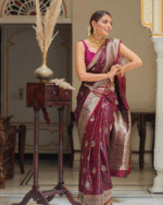 Maroon Color Going Fast Soft Banarasi Silk Saree with Classy Bloue Piece