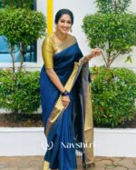 Blue  Color Latest Drop Soft Banarasi Silk Saree with Classy Blouse Piece - Image 7