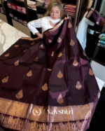 Preety Purple Color Soft Banarasi Silk Saree With Pure Golden Zari Work & Classy Blouse Piece - Image 2