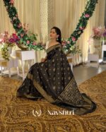 Black Color Going Fast Soft Banarasi Silk Saree with Classy Blouse Piece - Image 3