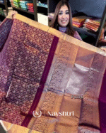 Luxurient Purple Color Soft Banarasi Silk Saree With Pure Golden Zari Work & Classy Blouse Piece - Image 9