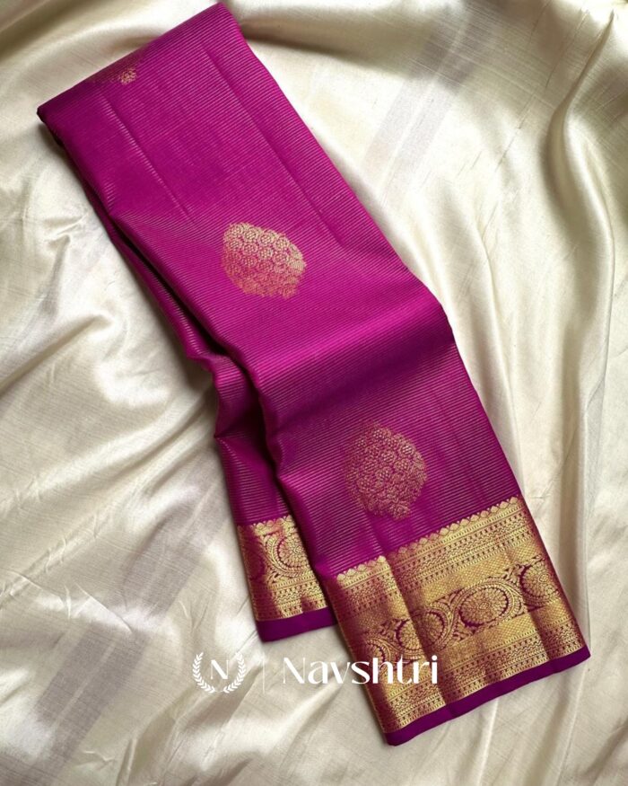Rani Pink Color Just In Pure Golden Zari Work Soft Banarasi Silk Saree with Classy Blouse Piece - Image 1