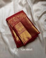Maroon Color Top Tier Pure Golden Zari Work Soft Banarasi Silk Saree with Classy Blouse Piece - Image 2